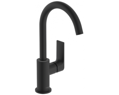 Смеситель для раковины Hansgrohe Rebris E 222 мм со сливным гарнитуром черный матовый 72576670