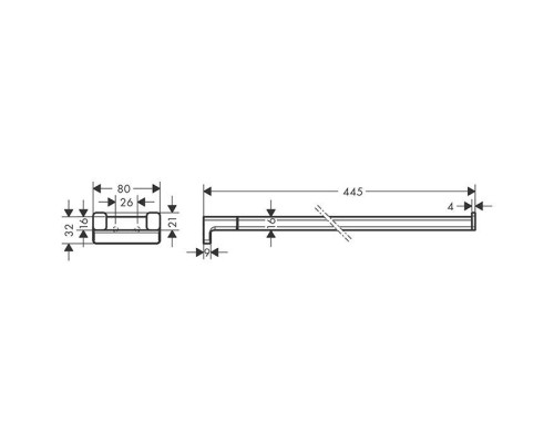 Полотенцедержатель Hansgrohe AddStoris 445 мм двухрожковый хром 41770000