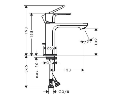 Смеситель для раковины Hansgrohe Rebris E с донным клапаном матовый черный 72557670