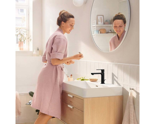 Смеситель для раковины Hansgrohe Rebris S 110 с донным клапаном черный матовый 72517670