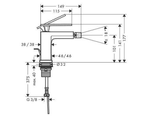 Смеситель для биде Hansgrohe Tecturis E хром 73200000