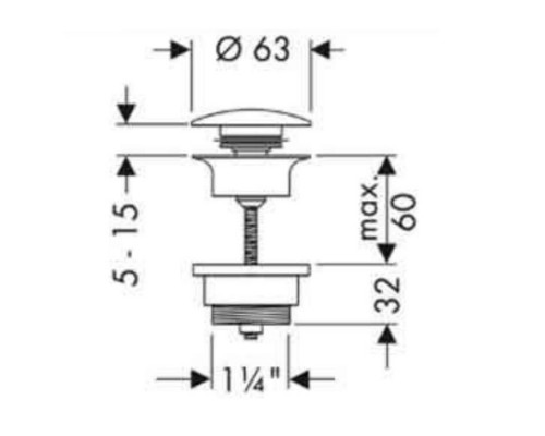 Донный клапан Hansgrohe Push-Open 1 1/4 шлифованная бронза 50100140