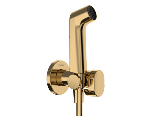 Гигиенический душ Hansgrohe 1jet S EcoSmart+ со смесителем держателем и шлангом 125 см полированное золото 29232990
