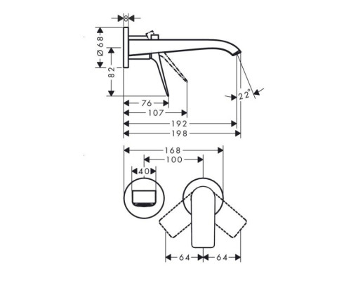 Смеситель для раковины Hansgrohe Vivenis настенный шлифованная бронза 75050140