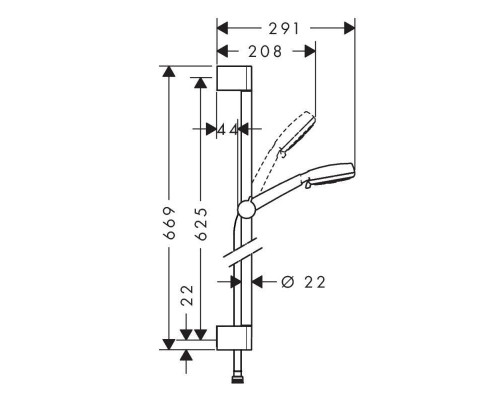 Душевой гарнитур Hansgrohe Crometta 100 Multi со штангой 65 см белый/хром 26650400