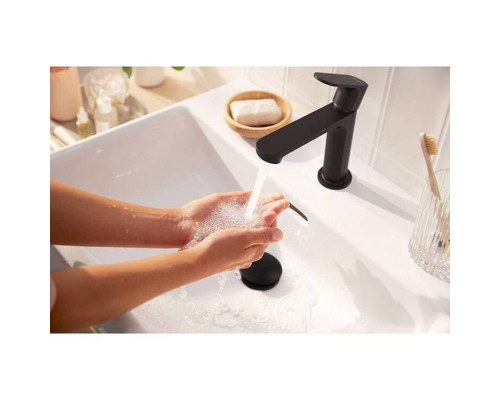 Смеситель для раковины Hansgrohe Rebris S 110 с донным клапаном черный матовый 72517670