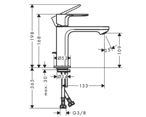 Смеситель для раковины Hansgrohe Rebris S 110 с донным клапаном черный матовый 72517670