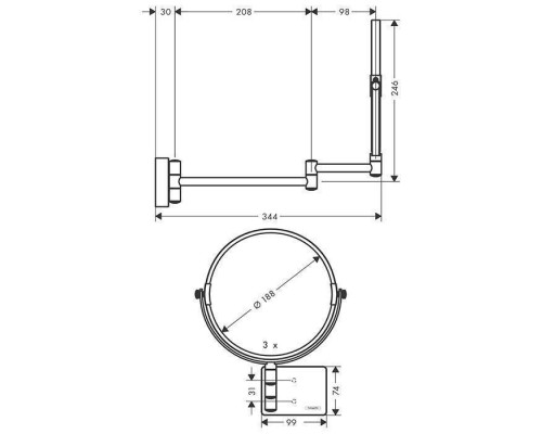 Косметическое зеркало Hansgrohe AddStoris шлифованная бронза 41791140