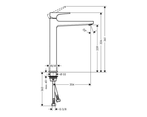 Смеситель для раковины Hansgrohe Metropol 260 с донным клапаном белый матовый 32512700