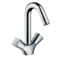 Смеситель для раковины Hansgrohe Logis двухвентильный со сливным гарнитуром хром 71222000