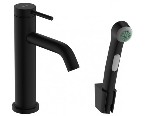 Смеситель для раковины Hansgrohe Tecturis S 105 мм с гигиеническим душем черный матовый 73211670
