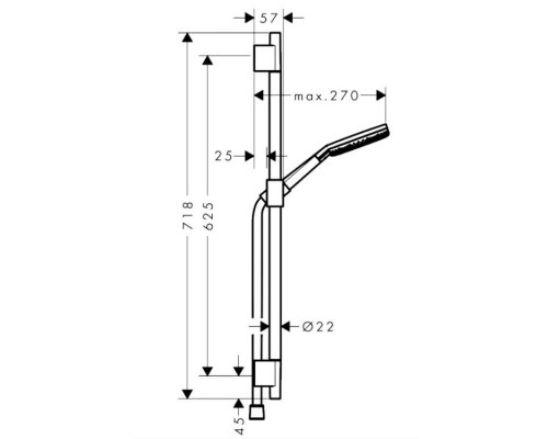 Душевой гарнитур Hansgrohe Raindance Alive Select S 125 штанга 650 мм хром 24602000
