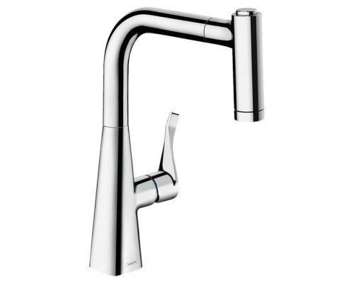 Смеситель для кухни Hansgrohe Metris Select поворотный с выдвижным изливом 2jet хром 14834000