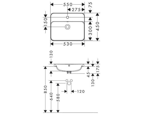 Раковина встраиваемая Hansgrohe Xuniva Q 55х45 см 1 отверстие белая 60162450