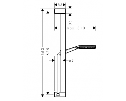 Душевой гарнитур Hansgrohe Raindance Alive Select S 125 штанга 663 мм хром 24600000