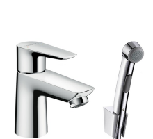 Смеситель для раковины Hansgrohe Talis E с гигиеническим душем и донным клапаном хром 71729000