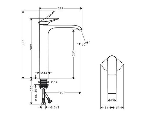 Смеситель для раковины Hansgrohe Vivenis 250 черный матовый 75042670