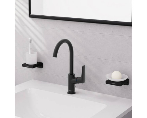 Смеситель для раковины Hansgrohe Logis 210 с поворотным изливом и донным клапаном черный матовый 71130670