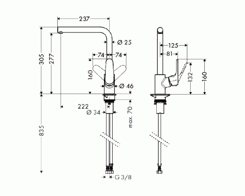 Смеситель для кухни Hansgrohe Focus сталь 31817800