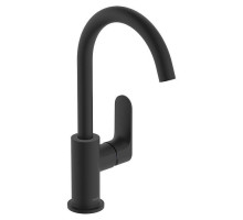 Смеситель для раковины Hansgrohe Rebris S 210 с поворотным изливом и донным клапаном черный матовый 72536670