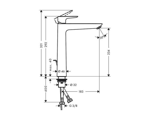 Смеситель для раковины Hansgrohe Talis E 240 с донным клапаном черный матовый 71716670