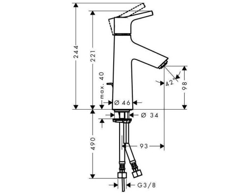 Смеситель для раковины Hansgrohe Talis S 100 с донным клапаном хром 72020000