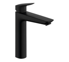 Смеситель для раковины hansgrohe Logis 190 однорычажный со сливным гарнитуром матовый черный 71090670